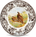 Spode Woodland Red Grouse Dinner Plate - 10.5" Fine Earthenware, British Flowers Border, Rustic Game Animal Design Made in England - Microwave, Freezer, Oven, Dishwasher Safe for Holiday Dining